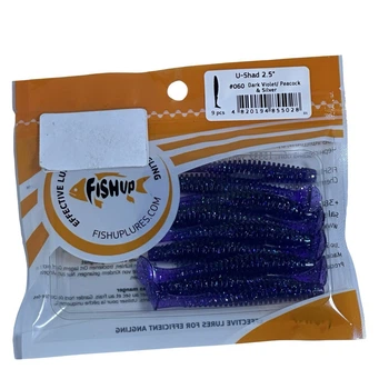 Силиконовая приманка FishUp U-Shad 2.5" (9pcs.), #060 - Dark Violet/Peacock & Silver,10022132
