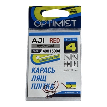 Гачок Optimist AJI Red (посилений) № 4,40015004