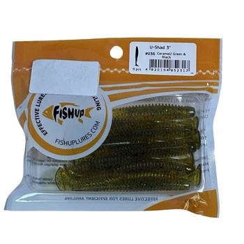 Силіконова приманка FishUp U-Shad 3" (9pcs.), #036 - Caramel/Green & Black,10023108