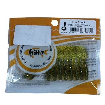 Силіконова приманка FishUp Fancy Grub 2" (10pcs.), #036 - Caramel/Green & Black,10015108