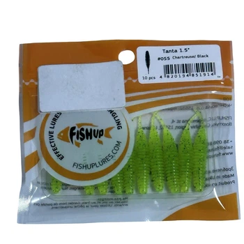 Силіконова приманка FishUp Tanta 1.5" (10pcs.), #055 - Chartreuse/Black,10013116