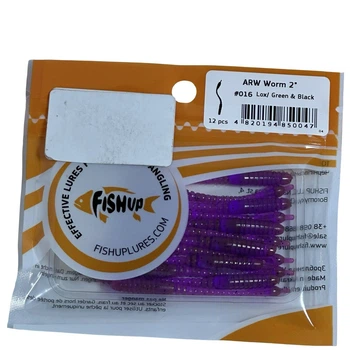 Силіконова приманка FishUp ARW Worm 2" (12pcs.), #016 - Lox/Green & Black,10012104