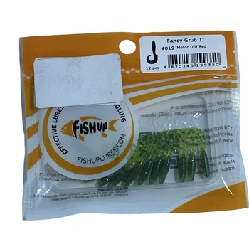 Силіконова приманка FishUp Fancy Grub 1" (12pcs.), #019 - Motor Oil/Red,10014214