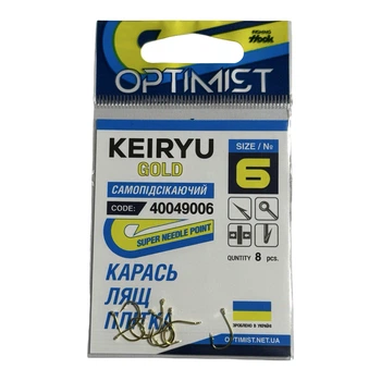 Крючок Optimist Keiryu Gold (самопідсекаючий) № 6,40049006