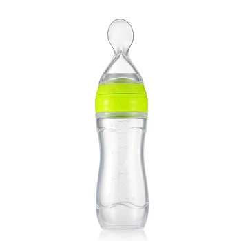 Бутылочка для кормления SUNROZ силиконовая с ложечкой и колпаком 120 мл Зеленый (SUN1391)