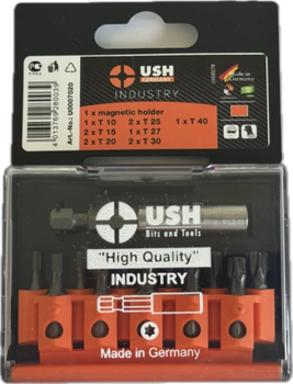 Набор бит USH Industry 1/4" T10-T40 с магнитным держателем 12 предметов U0007020