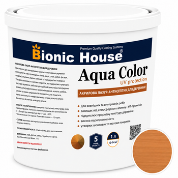 Лазур для дерева Bionic House Aqua Color UV Protect Мигдаль (Almonds) 0,8л
