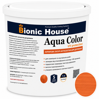 Лазур для дерева Bionic House Aqua Color UV Protect Горобина (Rowan) 10л