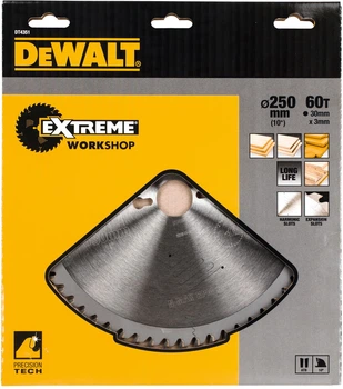 Tarcza pilarska DeWalt Extreme Workshop 60T 250 x 30 mm DT4351-QZ (5035048058114)