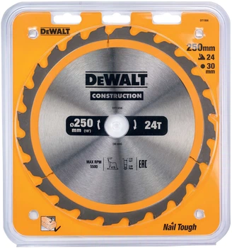 Tarcza pilarska DeWalt Construction 24T 250 x 30 mm DT1956-QZ (5035048095737)