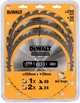 Набір пильних дисків DeWalt Construction 24T/48T 250 x 30 мм 3 шт. DT1963-QZ (5035048095805)