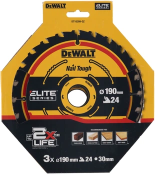 Набір пильних дисків DeWalt Elite Series 24T 190 x 30 мм 3 шт. DT10399-QZ (5035048099469)