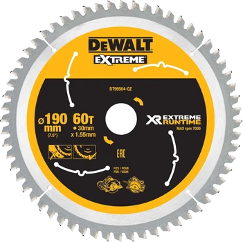 Пиляльний диск DeWalt Extreme Runtime 60T 190 x 30 мм DT99564-QZ (5035048542231)