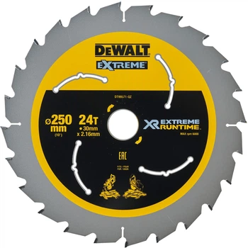 Tarcza pilarska DeWaltr Extreme Runtime 24T 250 x 30 mm DT99571-QZ (5035048542323)