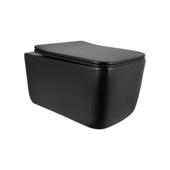 Унитаз подвесной Qtap Gemini Ultra Quiet, матовый черный, с сиденьем Slim Duroplast Soft-close и Quick Release (SD00056629)