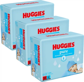Набір вологих серветок Huggies Pure Quad 672 шт (5029053550121+5029053550121+5029053550121)