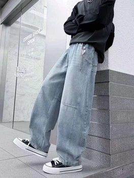 Джинси NLYB підліткові широкі skater baggy на гумці, Блакитний 170-176