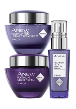 Набор кремов для лица 55+ Avon Эйвон Anew Лифтинг и упругость дневной крем 50 мл + ночной крем 50 мл + сыворотка 30 мл