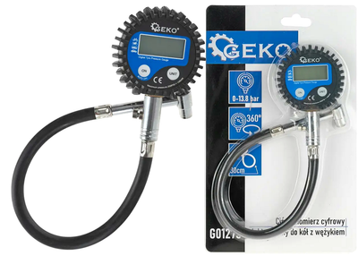 Цифровой манометр для колес с шлангом диапазон 0-200 psi ЖК-дисплей Geko HE0675