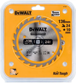 Пильный диск DeWalt Construction 24T DC 136 x 10 мм DT1947-QZ (5035048095645)
