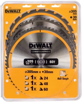 Набор пильных дисков DeWalt 24T/48T/60T 305 x 30 мм 3 шт. (5035048095812)