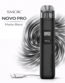 Pod-система Smok Novo Pro Matte Black сигарета электронная Смок Ново на 1300 мАч до 30 Вт многоразовая 3 мл боковая заправка