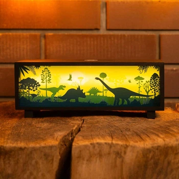 Нічник-панорама "Динозаври", чорний (LED, Акумулятор, USB Type-C)
