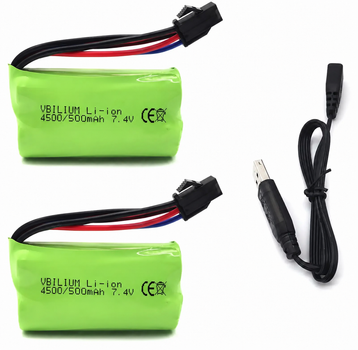 Акумуляторна батарея 7.4V 500mAh SM-2P для RC машинок, човнів, вантажівок і радіокерованих моделей 2шт