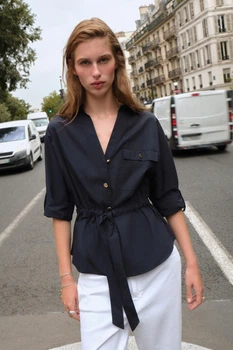 Поплінова сорочка сафарі Zara 8665/337 XS