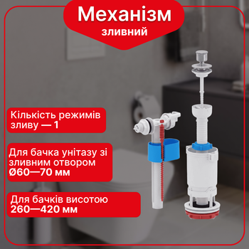 Сливной механизм бачка унитаза со штоковым сливом