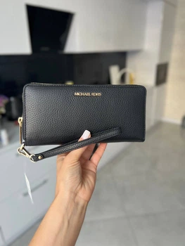 Гаманець Michael Kors Jet Set Travel Continental Leather Wristlet Чорний (27178867D)