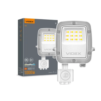 LED прожектор VIDEX F5 10W 3000-5000-6500K з датчиком руху 230V White (VL-F5-010CW-S) VIDEX (29259-000)