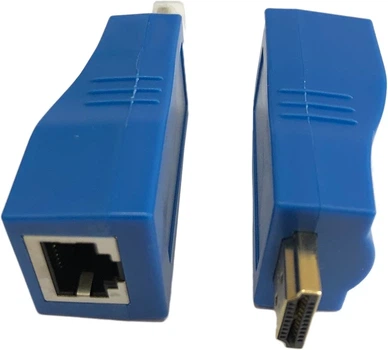 Удлинитель сигнала HDMI по витой паре Atcom, синий, 2 шт, до 30 м (14369)