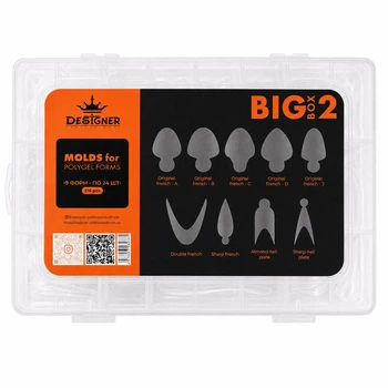 Трендовые силиконовые молды 216 шт (9 форм) Big Box 2 - для верхних форм и французкого маникюра Дизайнер
