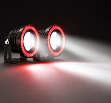 LED фари-прожектори Avtoaks з кільцевим підсвічуванням червоного кольору "Ангельські оченята" 2 шт.