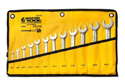 Ключі ріжкові MASTERTOOL набір 12 шт (6-25, 27, 28, 30, 32 мм) 31CrV3 COLD FORGED DIN3110 у чохлі 70-1112