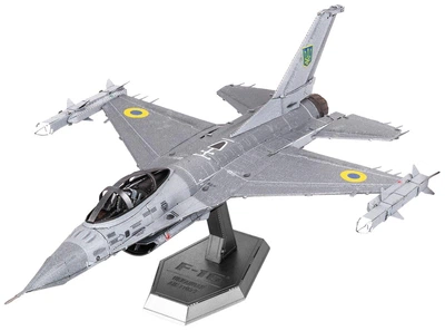 Металлический 3D конструктор Metal Earth Истребитель F-16 Fighting Falcon Ukrainian Air Force
