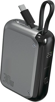 УМБ 4smarts Pocket with integrated USB-C Cable 10000 mAh 30W Grey (KAT06964)
