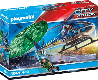 Конструктор Playmobil Поліцейський гелікоптер: Втеча з парашутом 19 деталей 70569 (4008789705693)