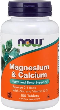 Kompleks witaminowo-mineralny Now Foods Magnesium & Calcium + D3 + Cynk 100 tabletek (733739012777)