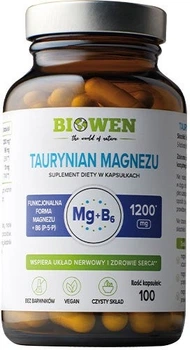 Kompleks witaminowo-mineralny Biowen Taurynian magnezu + Witamina B6 100 kapsułek (5902906189269)