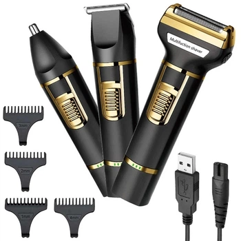 Аккумуляторный триммер-электробритва Sokany SK-LF-9942 3 в 1 с 7 насадками, USB-машинка для стрижки волос, бороды и усов (КК0477)