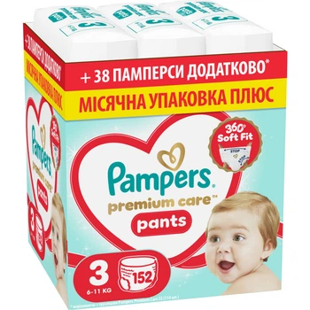 Подгузники Pampers Premium Care Pants Розмір 3 (6-11 кг) 152 шт (8006530315869) (346413)