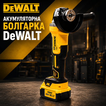 Аккумуляторная угловая шлифовальная машина DeWalt 24 В с бесщеточным двигателем, 2 аккумулятора 5 А·ч, зарядное устройство, чехол, угловая шлифовальная машина (болгарка) 125 мм для резки металла, пластика и керамической плитки