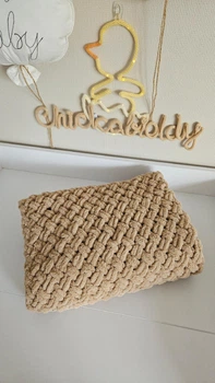 Плюшевый плед Chickabiddy, кофейная пряжа, 85х85 см, ручное плетение