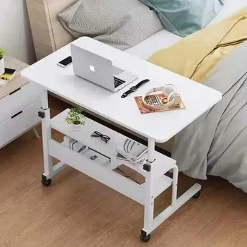 Компьютерный стол на колесах с регулировкой высоты 60*40*60-85 см Белый (md-17797)