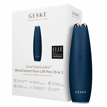 Мікрострумова ручка для підтяжки обличчя GESKE MicroCurrent Face-Lift Pen 6 в 1 темно-синій