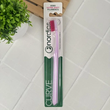 Зубна щітка Nordics Expert Curve 6580 Ultra Soft (рожева/червона), 1 шт