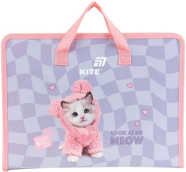 Папка-портфель Kite Studio Pets A4 на молнии 1 отделение Фиолетовая (SP26-202)