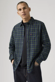 Мужская рубашка в клетку Levi's 48(M) Сине-зелёный (149403)